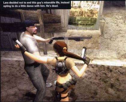 Lara决定不使用子弹结束此人悲惨的命运，而是与他来一段优雅的舞蹈……